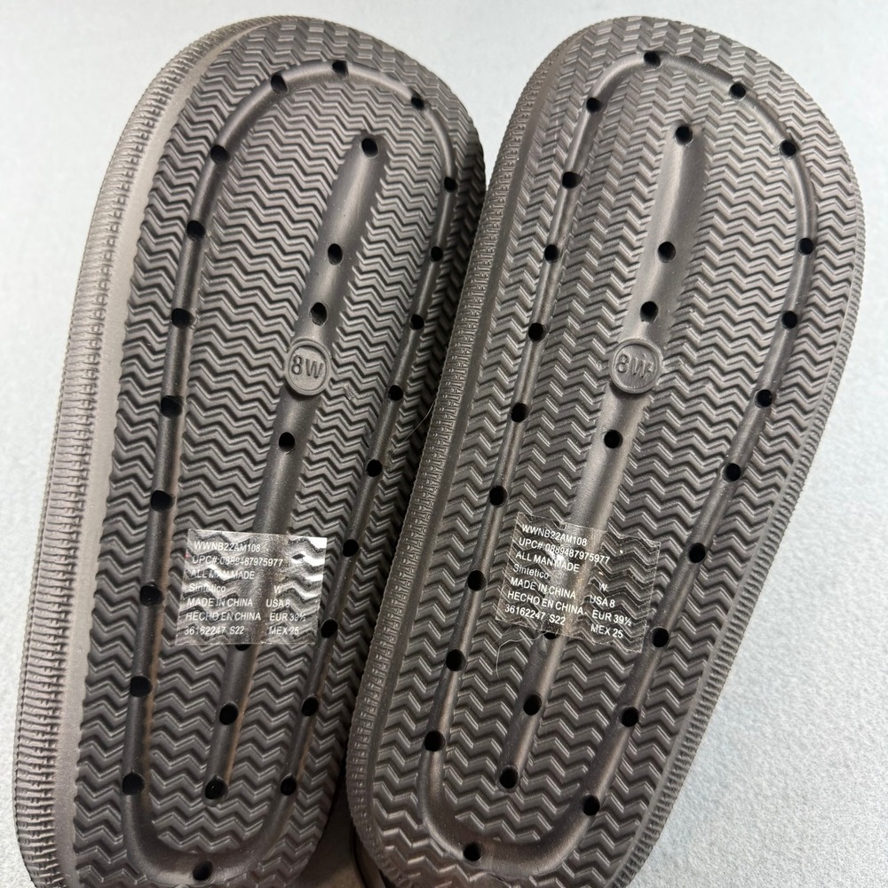 No Boundaries Slide Sandals Womens 8W Black Wide Width Textured Comfort‎ Foam - Picture 6 of 6